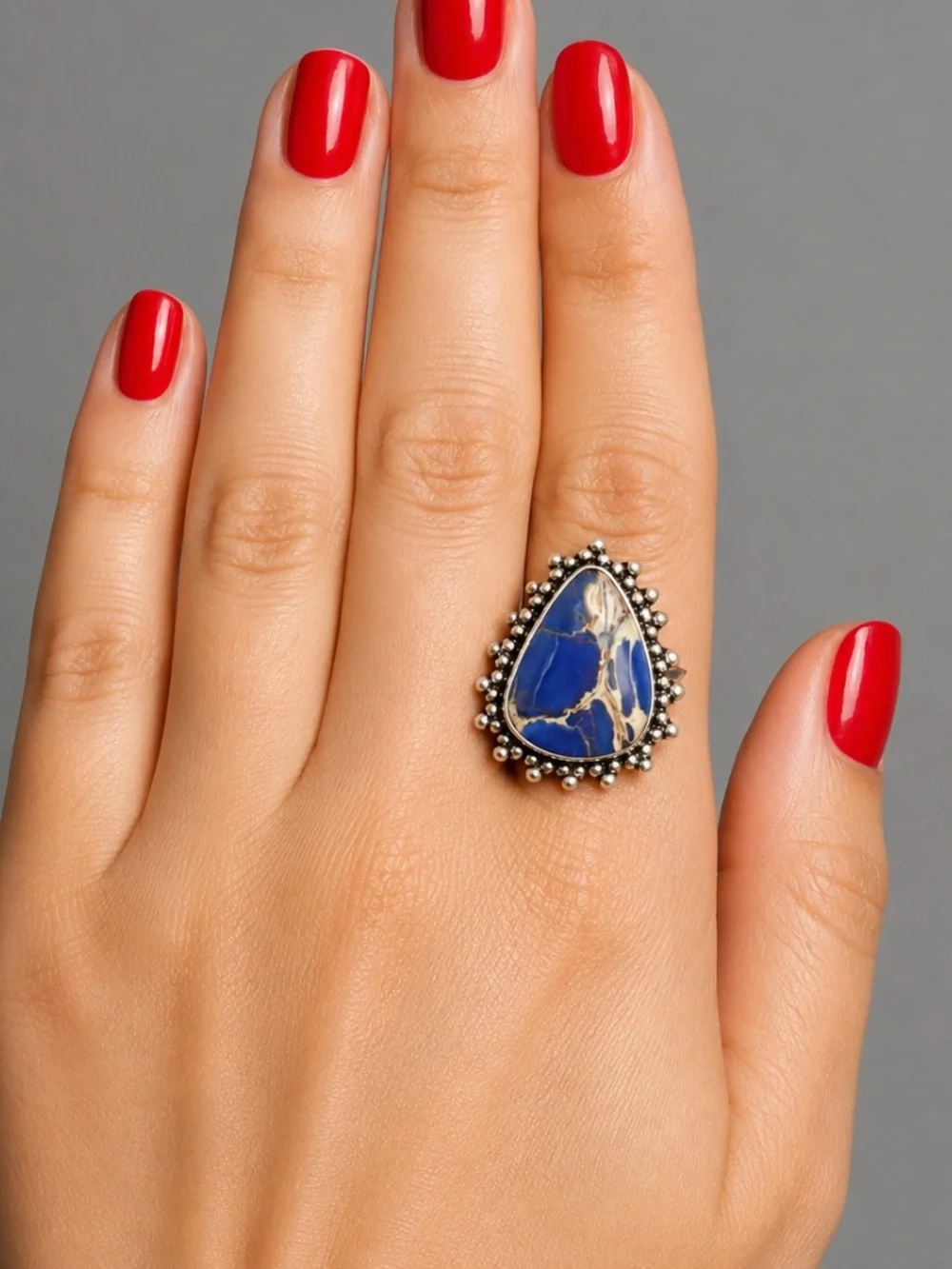 Blue Sea Sediment Jasper Gemstone Ring Size 11